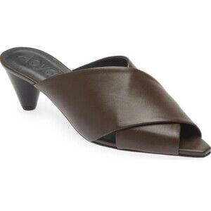 AEYDE Zora Women’s Peep Toe Sandal Mule size 38/7.5 Made in Italy Chocolate